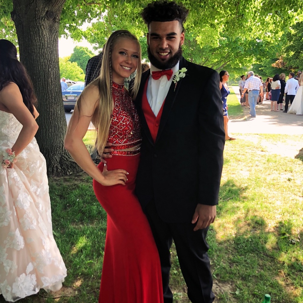 Red Two Piece Prom Dress